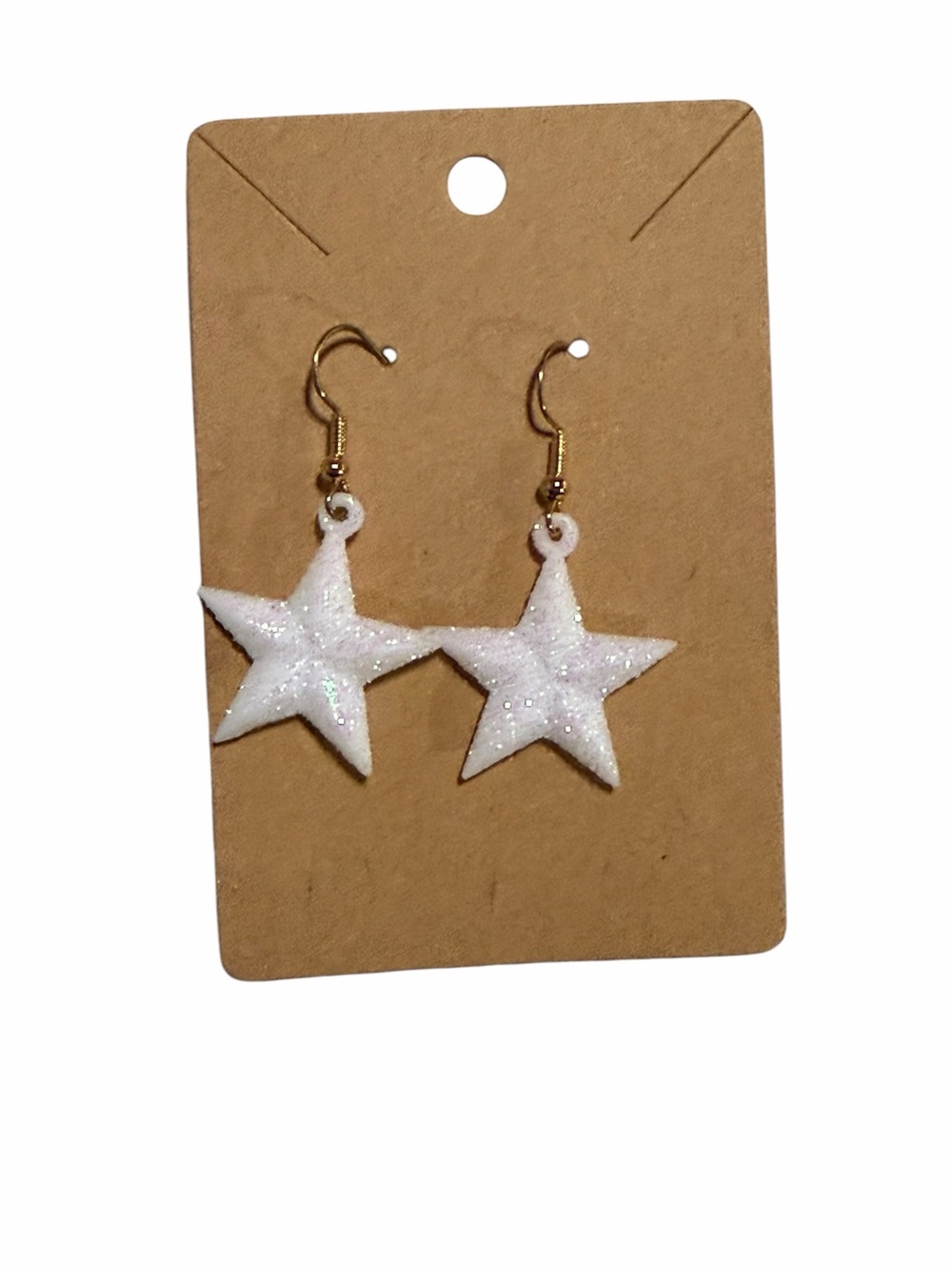 White Glitter Star Drop Earrings - Women Jewelry